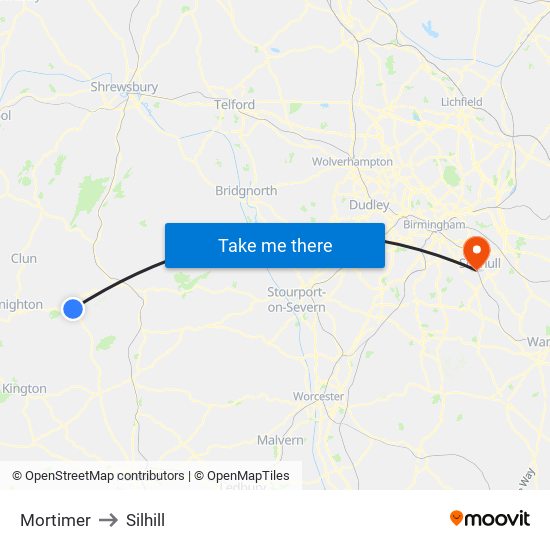 Mortimer to Silhill map