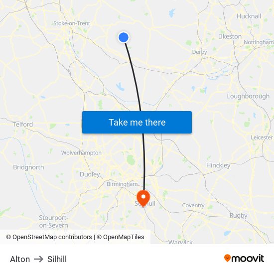 Alton to Silhill map