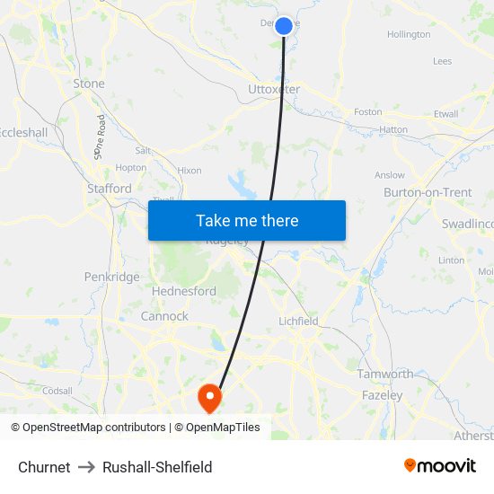 Churnet to Rushall-Shelfield map