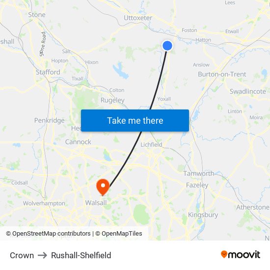 Crown to Rushall-Shelfield map