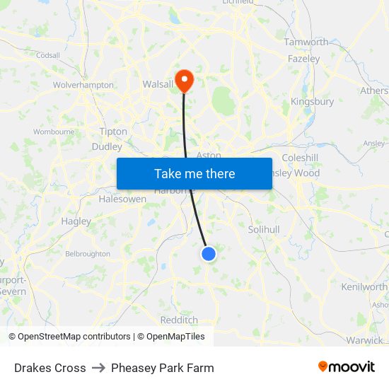Drakes Cross to Pheasey Park Farm map