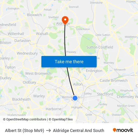 Albert St to Aldridge Central And South map