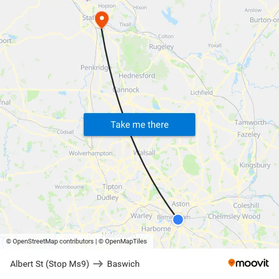 Albert St to Baswich map