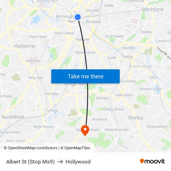 Albert St (Stop Ms9) to Hollywood map