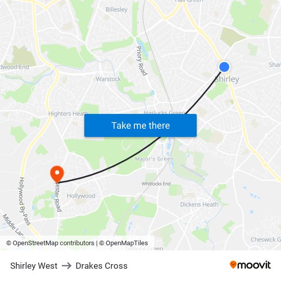 Shirley West to Drakes Cross map