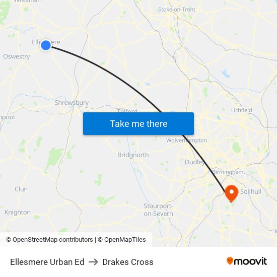 Ellesmere Urban Ed to Drakes Cross map