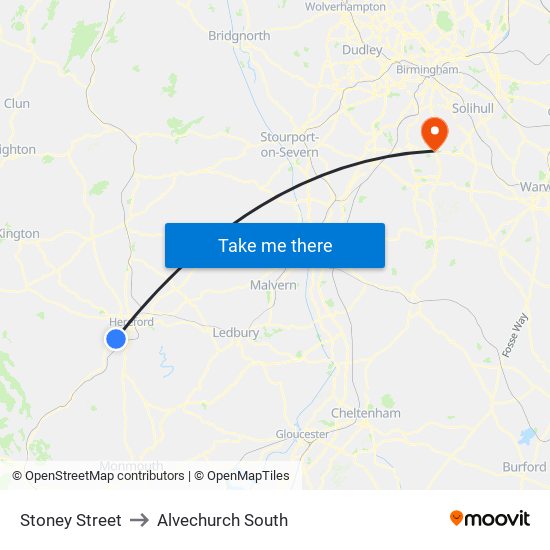 Stoney Street to Alvechurch South map