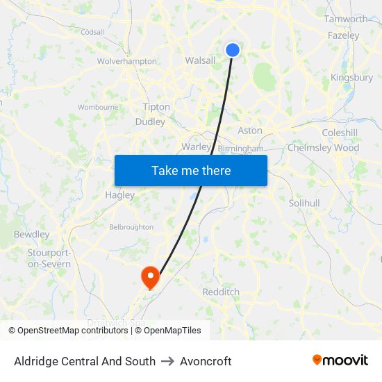 Aldridge Central And South to Avoncroft map