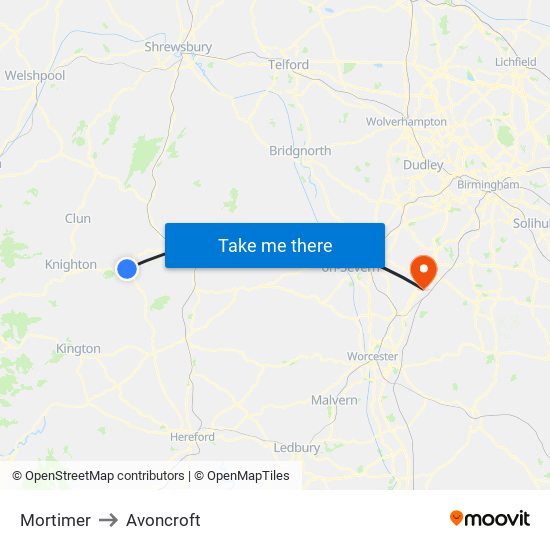 Mortimer to Avoncroft map