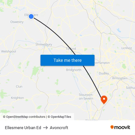 Ellesmere Urban Ed to Avoncroft map