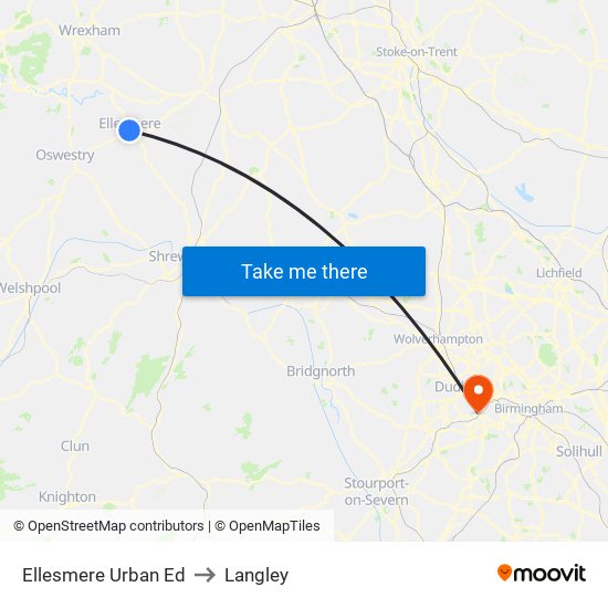 Ellesmere Urban Ed to Langley map