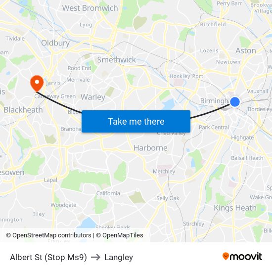 Albert St (Stop Ms9) to Langley map