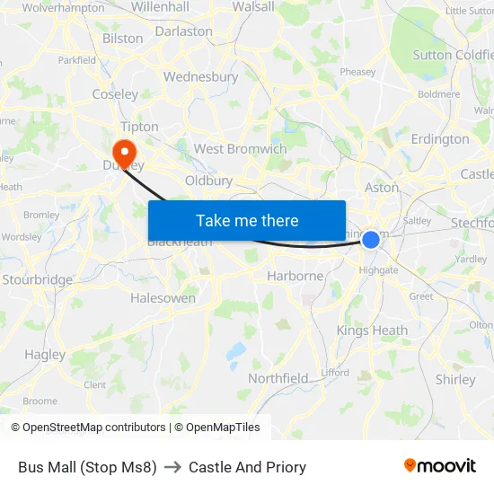 Bus Mall to Castle And Priory map