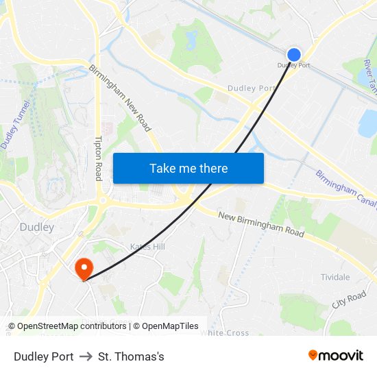 Dudley Port to St. Thomas's map