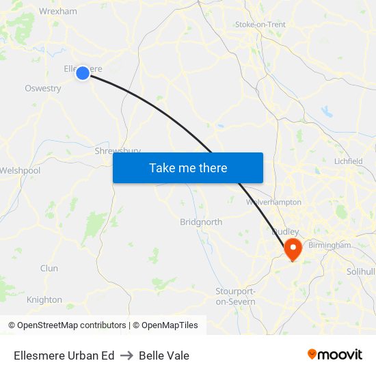 Ellesmere Urban Ed to Belle Vale map