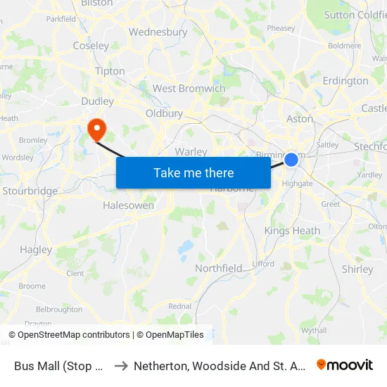 Bus Mall to Netherton, Woodside And St. Andrews map