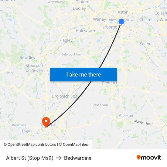 Albert St (Stop Ms9) to Bedwardine map