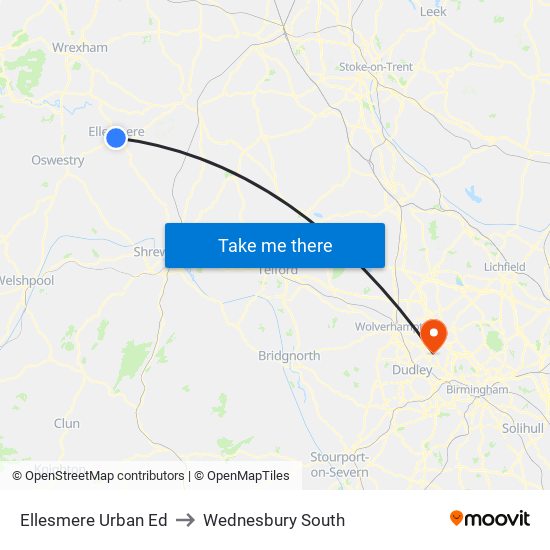 Ellesmere Urban Ed to Wednesbury South map