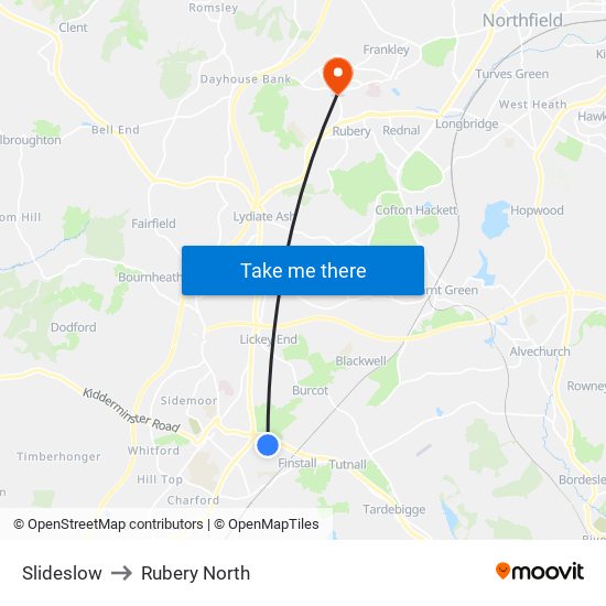 Slideslow to Rubery North map