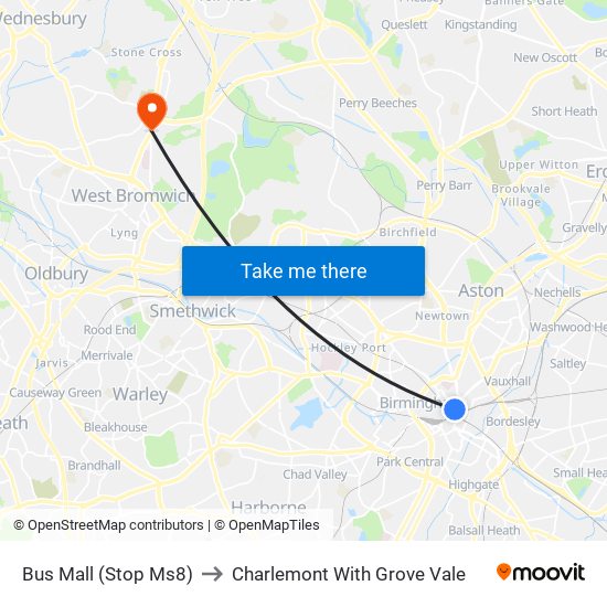 Bus Mall (Stop Ms8) to Charlemont With Grove Vale map