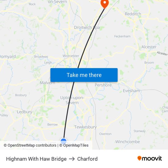 Highnam With Haw Bridge to Charford map