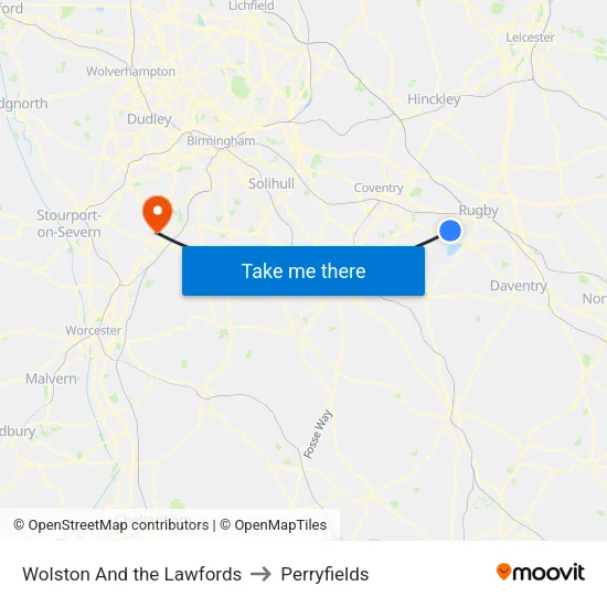 Wolston And the Lawfords to Perryfields map