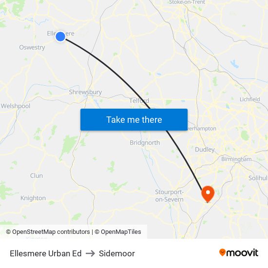 Ellesmere Urban Ed to Sidemoor map