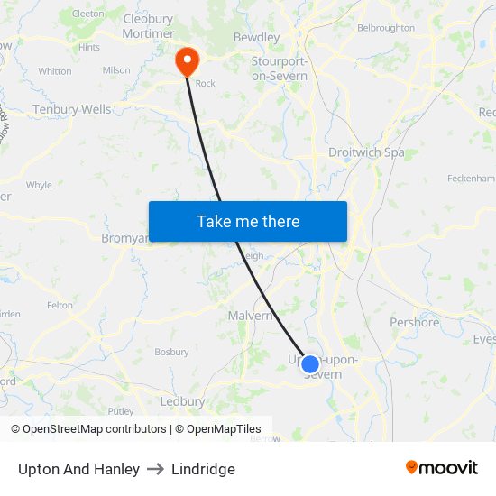 Upton And Hanley to Lindridge map