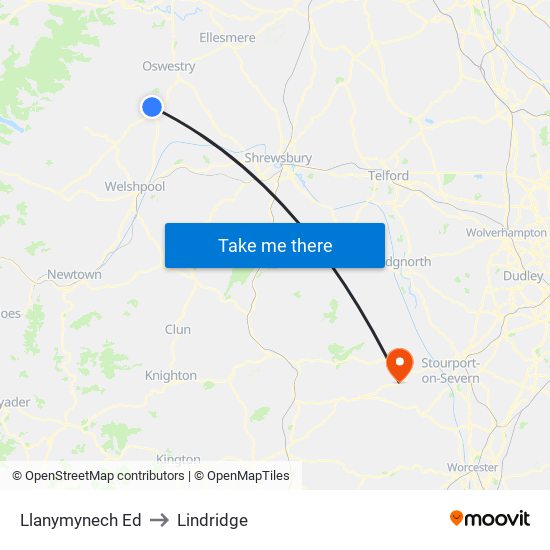Llanymynech Ed to Lindridge map