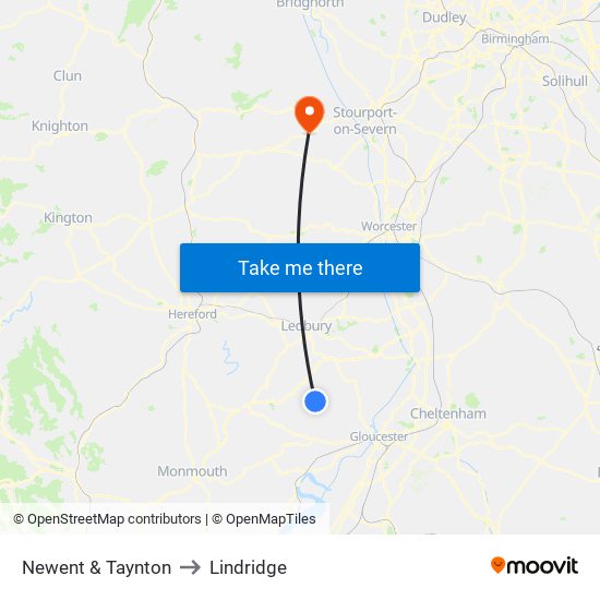 Newent & Taynton to Lindridge map