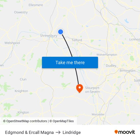 Edgmond & Ercall Magna to Lindridge map