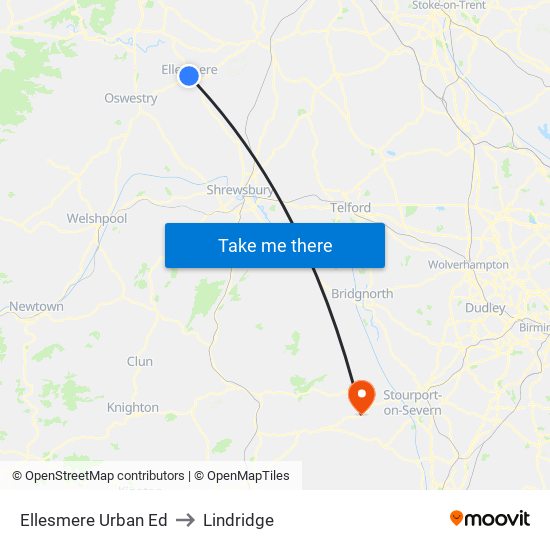 Ellesmere Urban Ed to Lindridge map