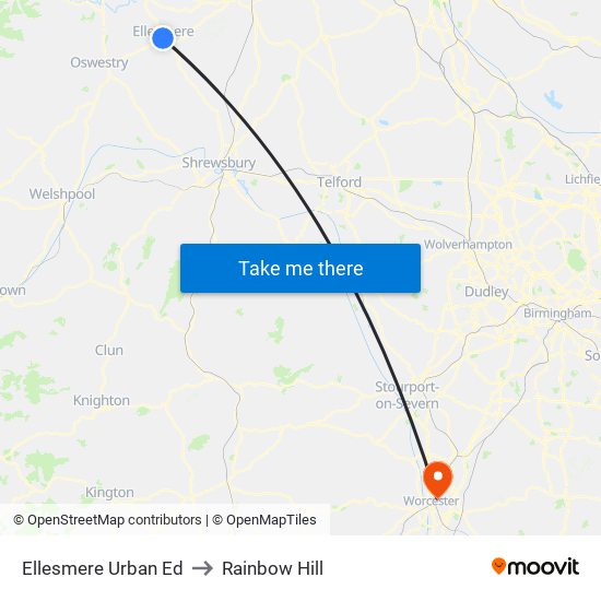 Ellesmere Urban Ed to Rainbow Hill map