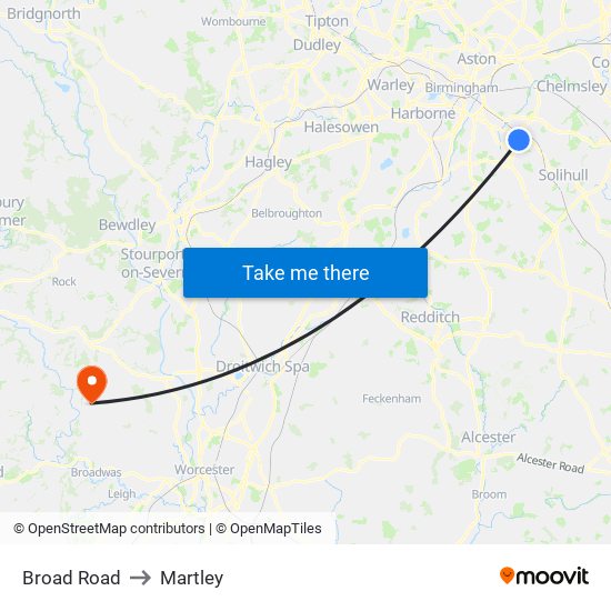 Broad Road to Martley map