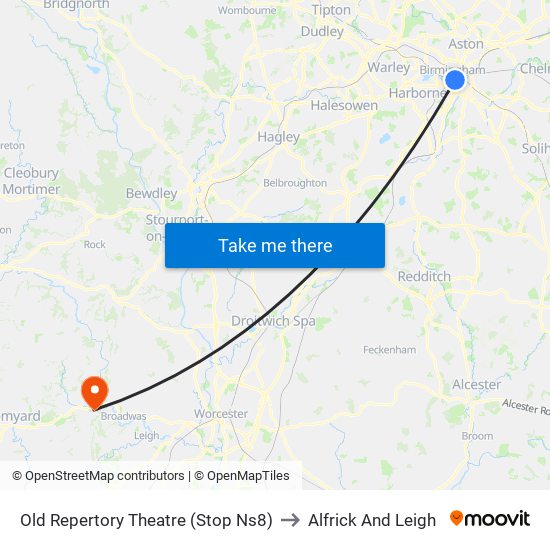 Old Repertory Theatre (Stop Ns8) to Alfrick And Leigh map