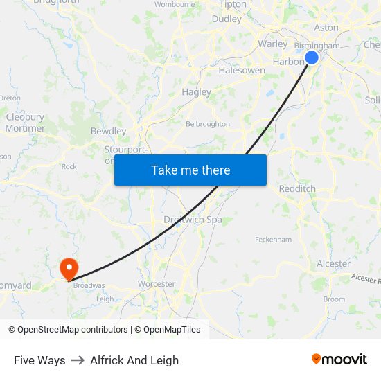 Five Ways to Alfrick And Leigh map