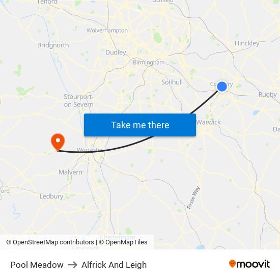 Pool Meadow to Alfrick And Leigh map