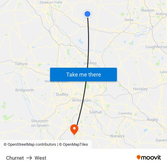 Churnet to West map