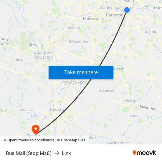 Bus Mall (Stop Ms8) to Link map