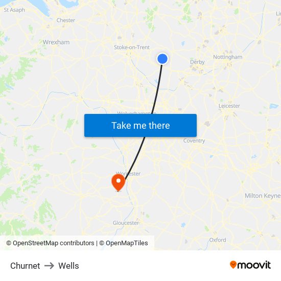 Churnet to Wells map