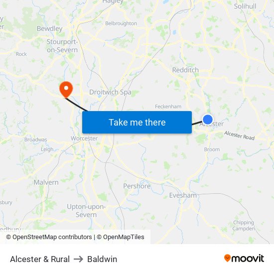 Alcester & Rural to Baldwin map