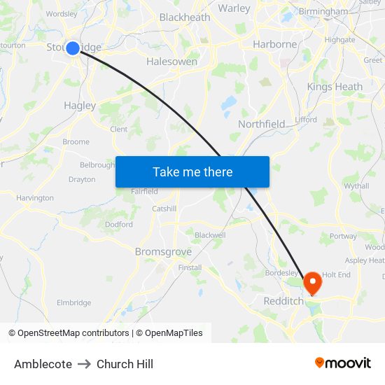 Amblecote to Church Hill map