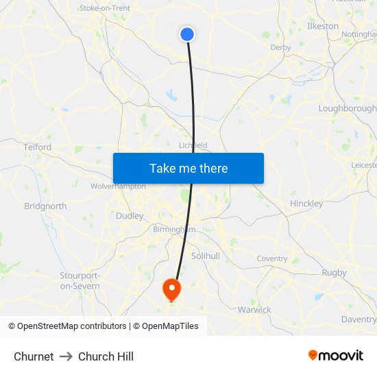 Churnet to Church Hill map