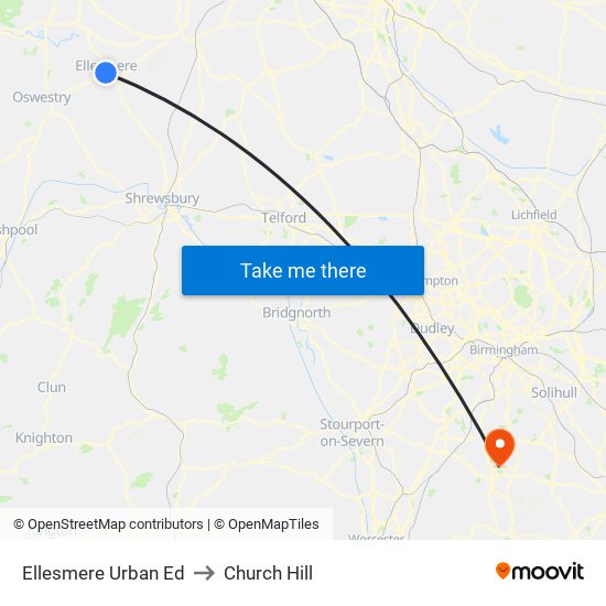 Ellesmere Urban Ed to Church Hill map