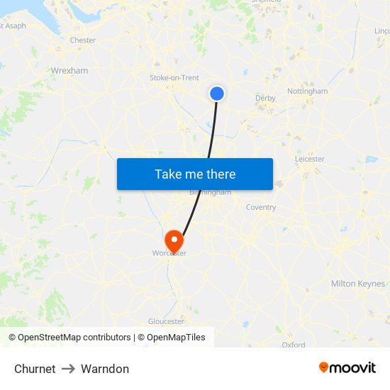 Churnet to Warndon map