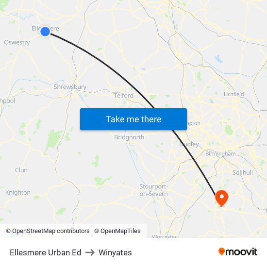 Ellesmere Urban Ed to Winyates map