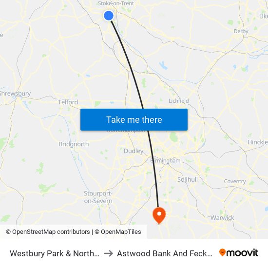 Westbury Park & Northwood to Astwood Bank And Feckenham map