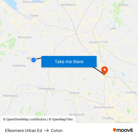 Ellesmere Urban Ed to Coton map
