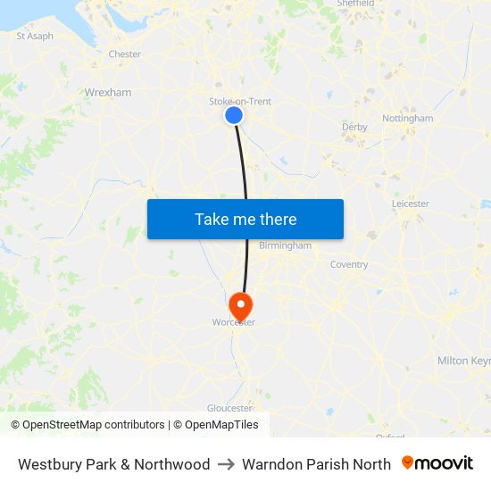 Westbury Park & Northwood to Warndon Parish North map
