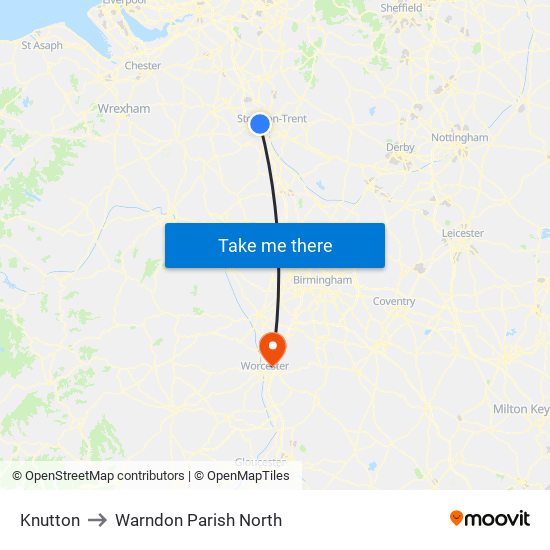 Knutton to Warndon Parish North map